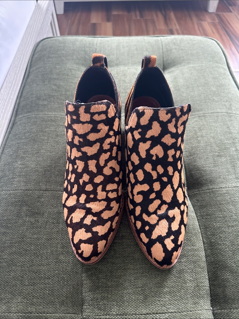 Cow hair Leopard Print Ankle Booties - Brown & Tan